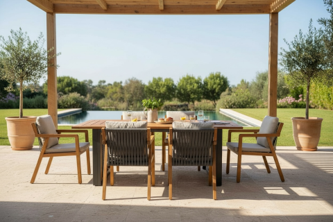 100x200 Alüminyum Roma Masa Takımı (Roma 6 Sandalye)