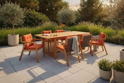 100x200 Iroko Amiral Masa Takımı | ( Roma 6 Sandalye)