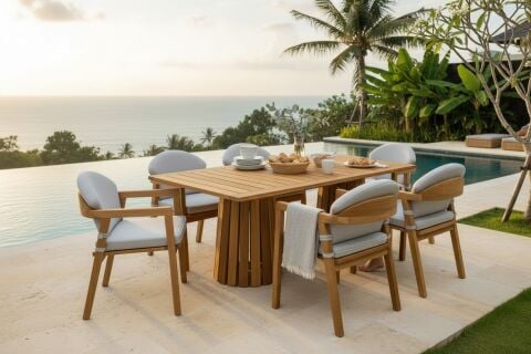 100X200 Iroko Rose Masa Takımı (Rose  6 Sandalye)