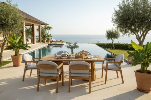 100X200 Iroko Rose Masa Takımı (Rose  6 Sandalye)