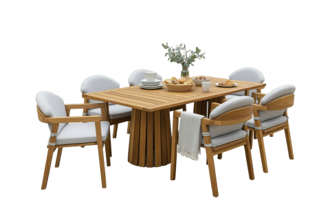 100X200 Iroko Rose Masa Takımı (Rose  6 Sandalye)