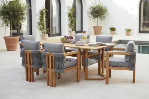 100x200 Iroko Kapadokya Plus Masa Takımı ( Iroko Kapadokya Plus 6 Sandalye)