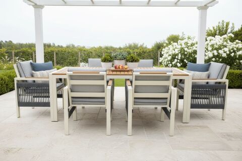 100x200 Alüminyum Enzo Masa Takımı | (Alüminyum Kumsal 6 Sandalye)