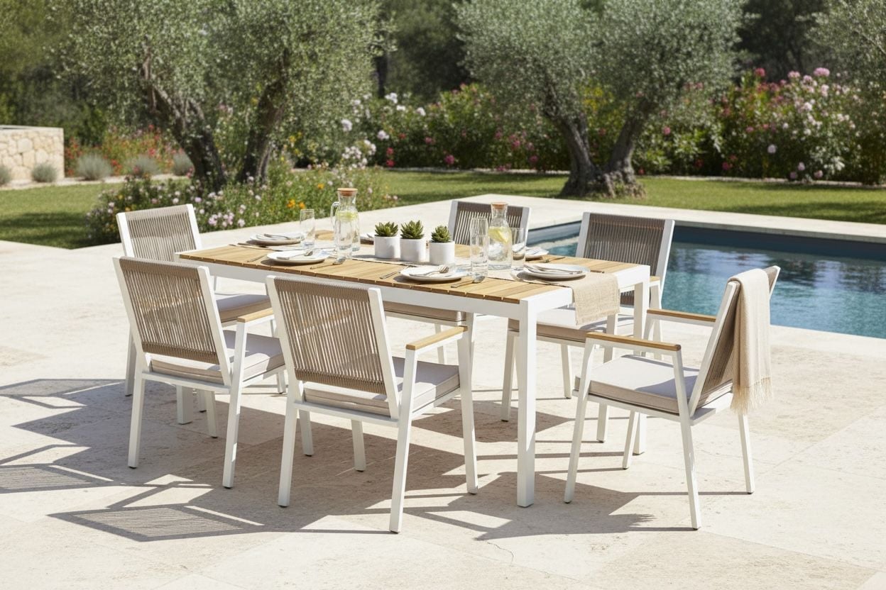 100x200 Alüminyum Taşkent Masa Takımı ( Alüminyum Taşkent 6 Sandalye)