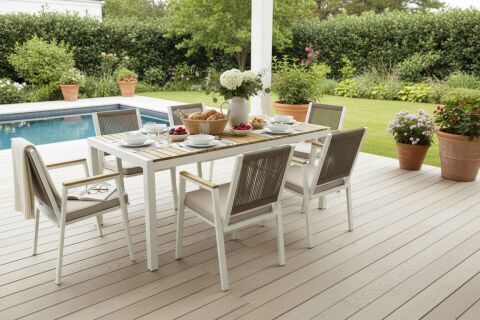 100x200 Alüminyum Taşkent Masa Takımı ( Alüminyum Taşkent 6 Sandalye)