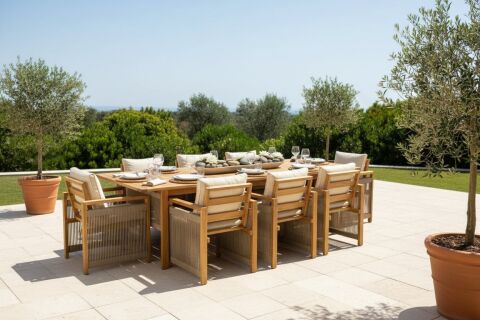 110x250 Iroko Kumsal Masa Takımı | ( Iroko Kumsal 8 Sandalye)