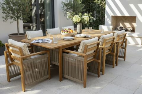 110x250 Iroko Kumsal Masa Takımı | ( Iroko Kumsal 8 Sandalye)