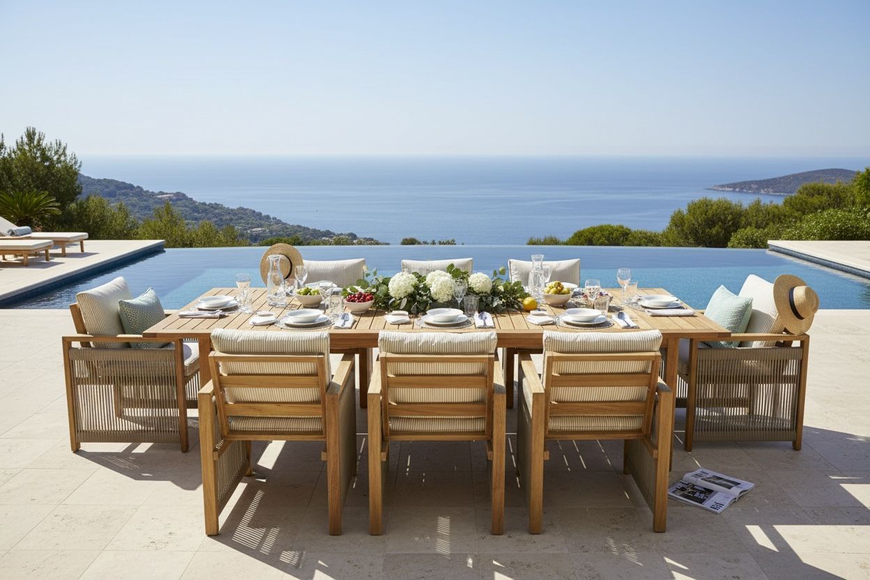 110x250 Iroko Kumsal Masa Takımı | ( Iroko Kumsal 8 Sandalye)