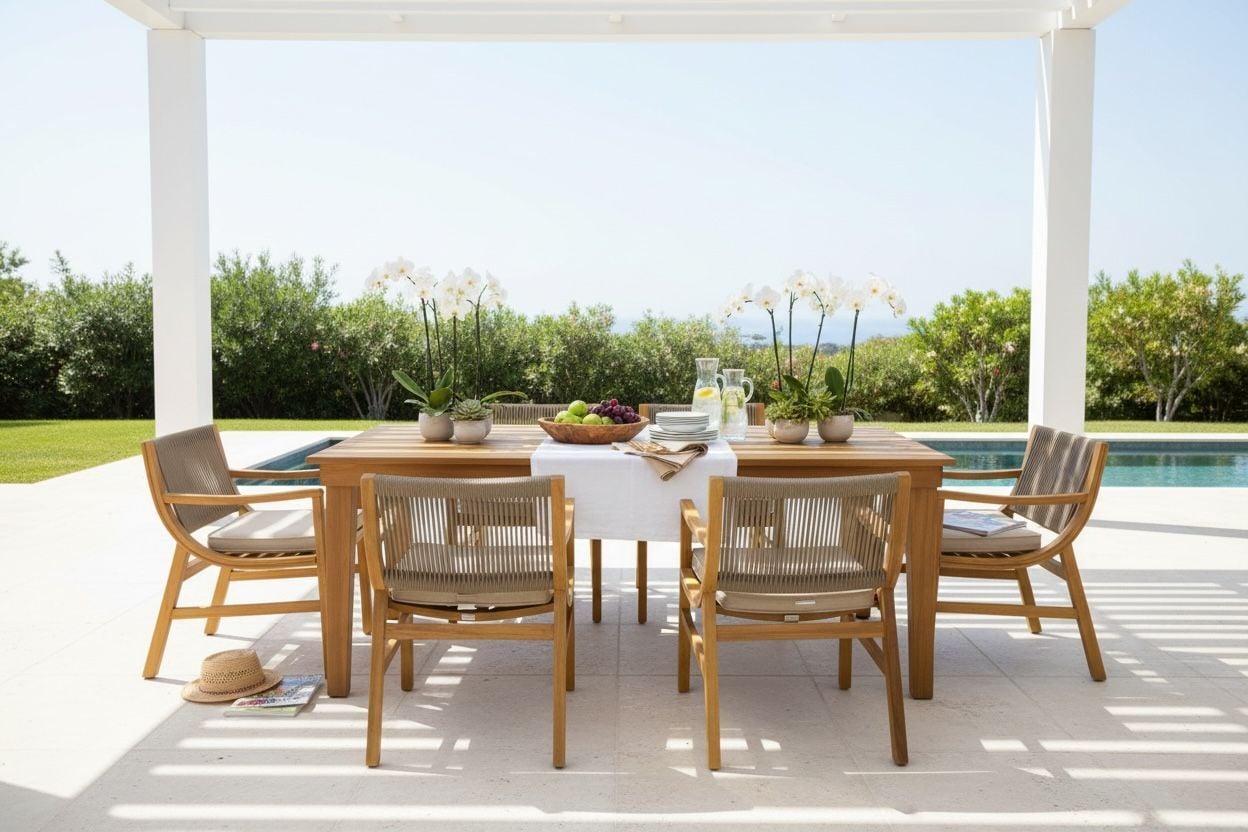 100x200 Iroko London Masa Takımı | ( Iroko London 6 Sandalye)