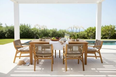 100x200 Iroko London Masa Takımı | ( Iroko London 6 Sandalye)