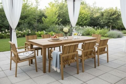 110x250 Iroko Paris Masa Takımı | ( Iroko Paris 8 Sandalye)